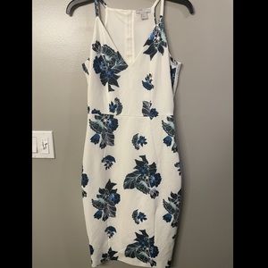H&M Blue and White Floral Midi Dress
